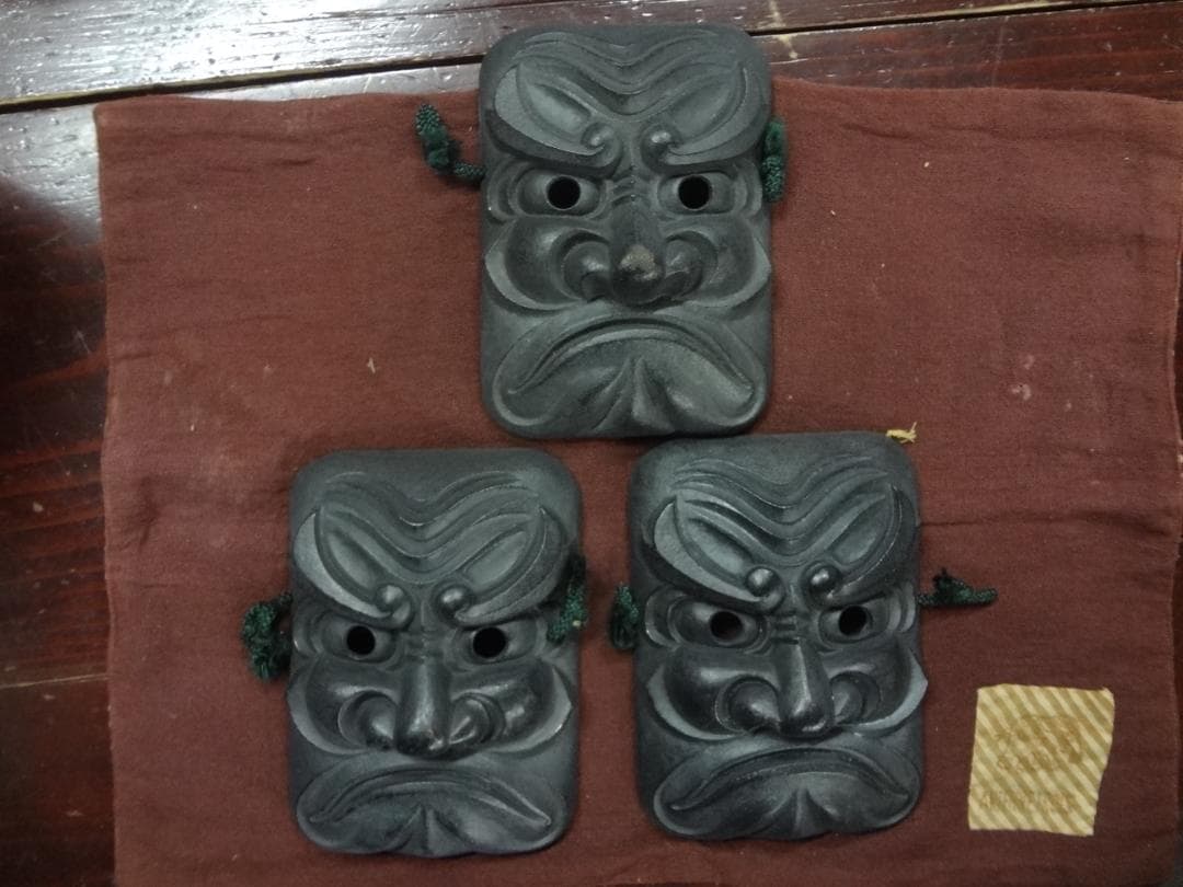 鬼面3面セット南部鉄器 オリジナル　●神事・厄除け１６×１２ｃｍ●入手困難