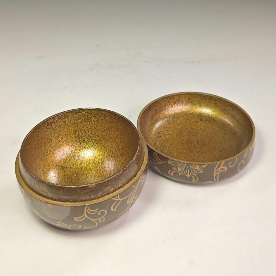 イ938 棗『時代　菊蒔絵　内梨地　平棗　木箱』茶道具