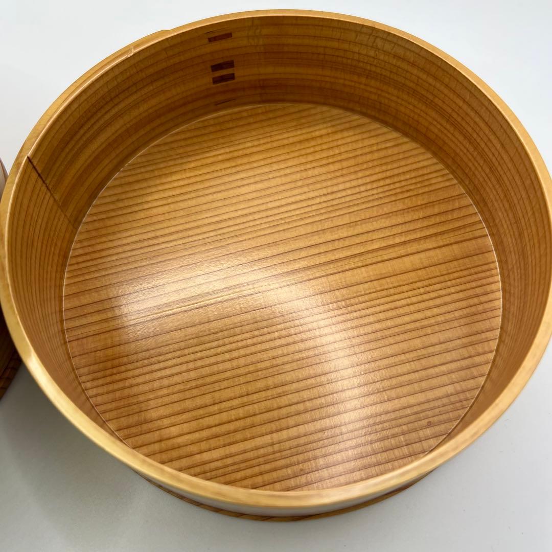 値下げ【新品】レア品　伝統工芸品丸三段竹の子重　曲げわっぱ 大館工芸社丸型弁当箱