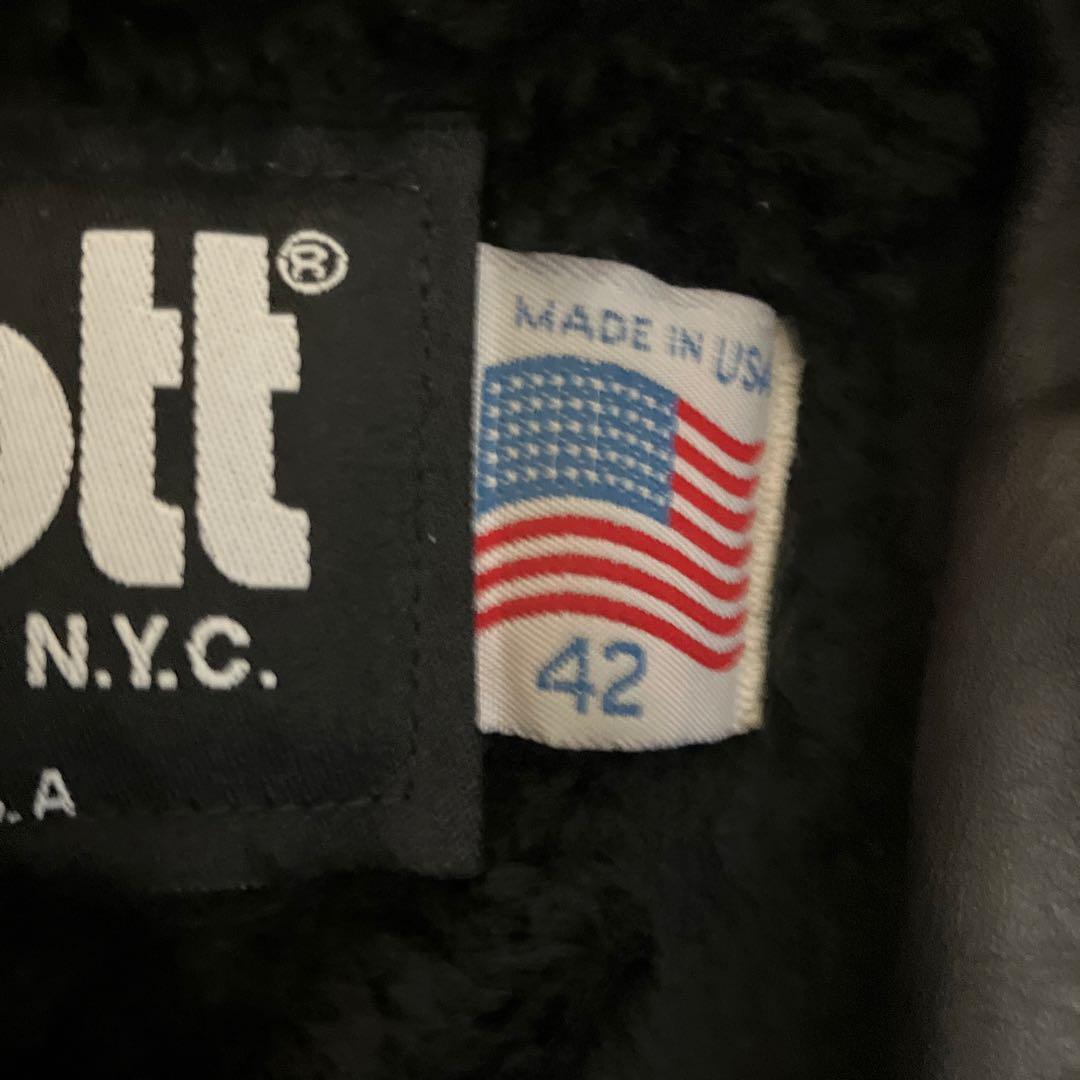 米国製42✨ SCHOTT シングル ライダース ボア ライナー ブラック641