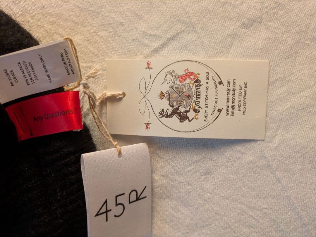 45R Monitaly アルパカシャギー チュリオハット　ニット帽　未使用