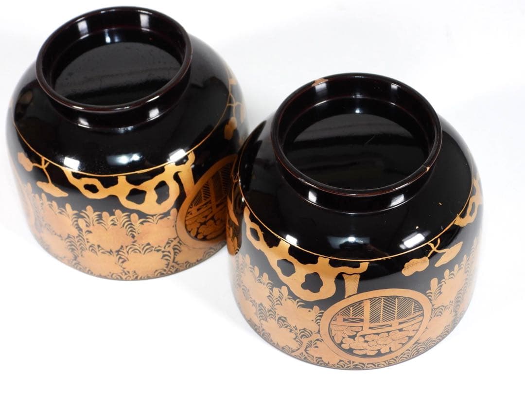 時代漆器 輪島塗 蝋色塗 糸櫻蒔絵 内金溜 盃洗 天然木 漆塗り 漆芸 時代箱