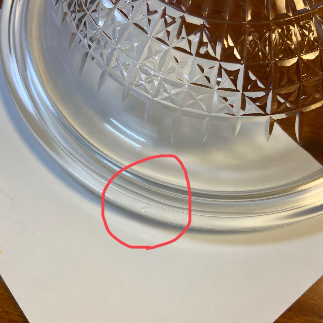 英国アンティーク　クリスタル　ボンボニエール　ソーサー　ハンドカット