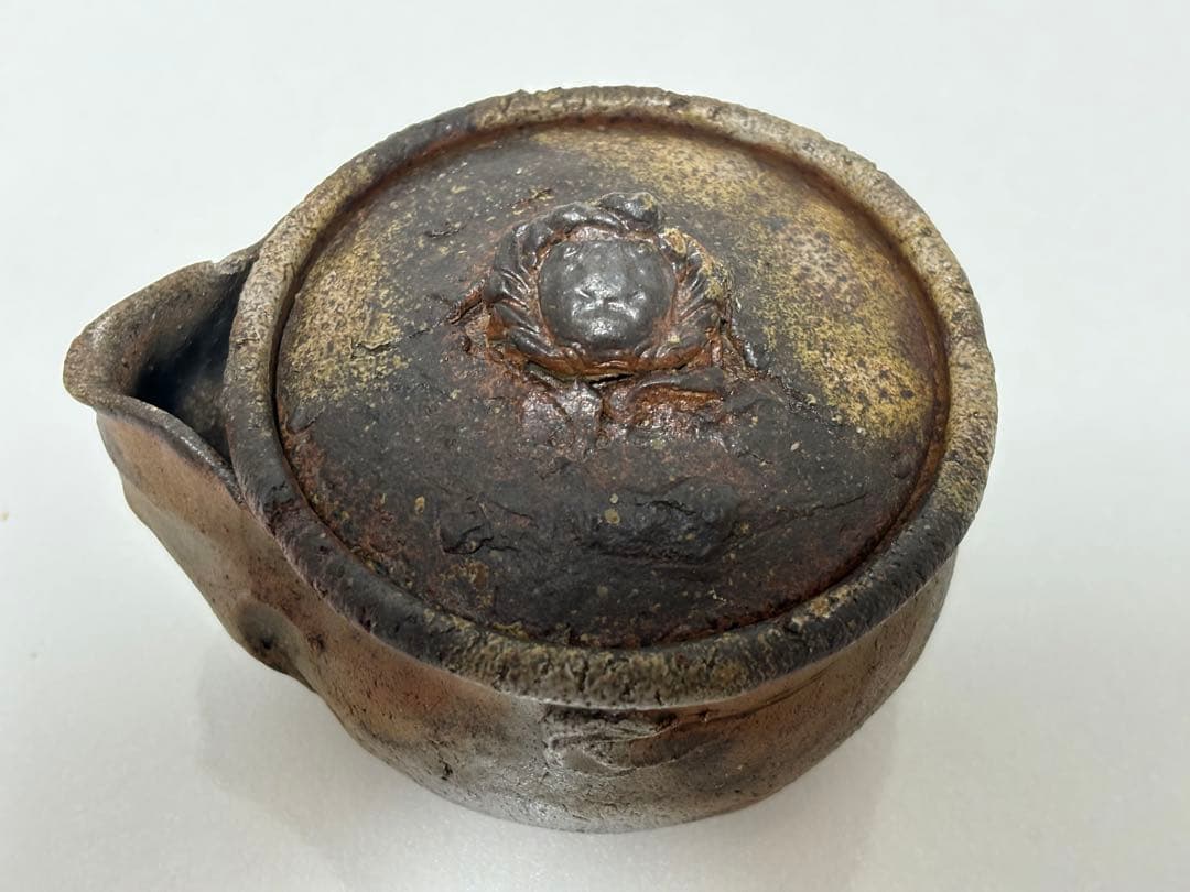 ⑯備前焼 宝瓶 登り窯 蟹 カニ かに 手びねり 急須