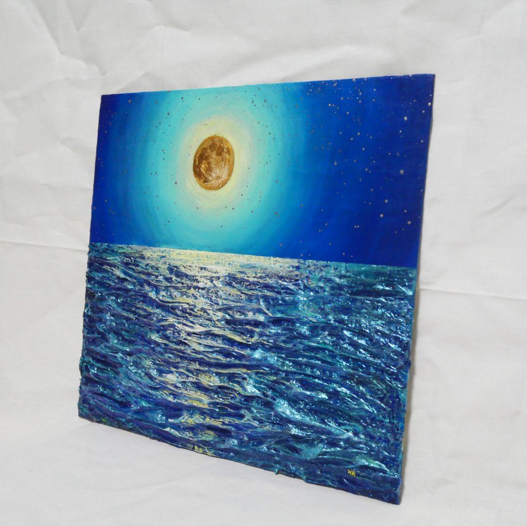 油絵 油彩 油彩画 絵 絵画【満月の海】