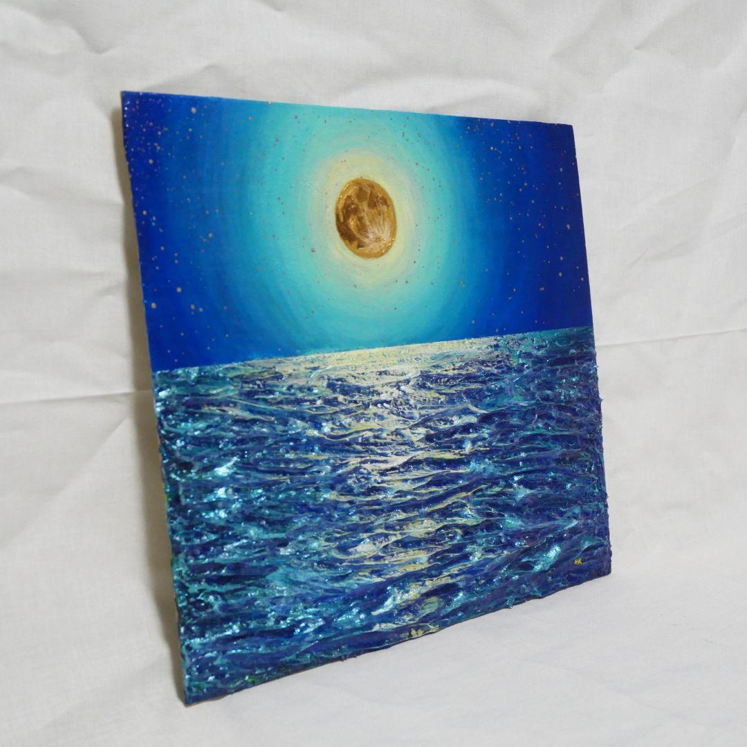 油絵 油彩 油彩画 絵 絵画【満月の海】
