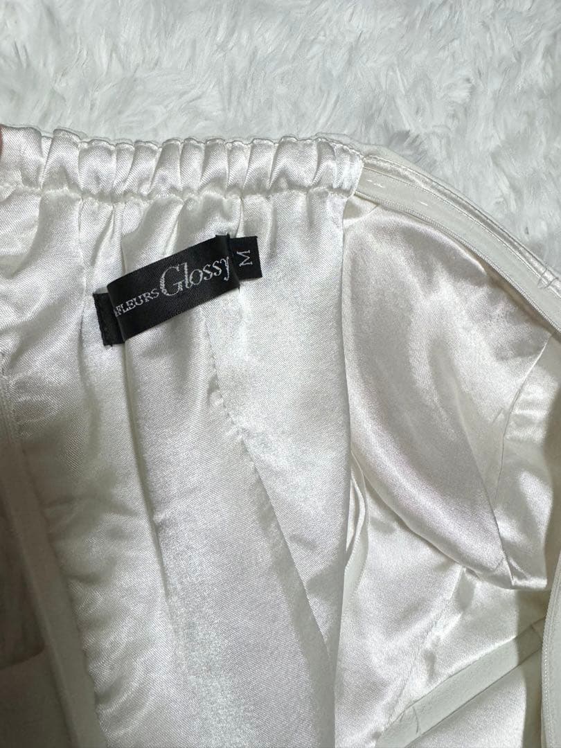 ROBE de FLEURS Glossy スリット　白　M ロングドレス