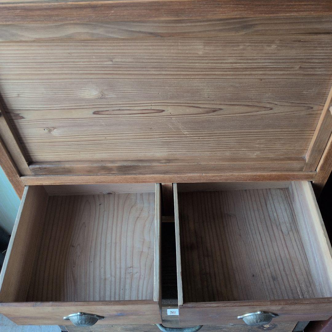 アンティーク大正時代木製茶箪笥 引き出し付き コンパクト