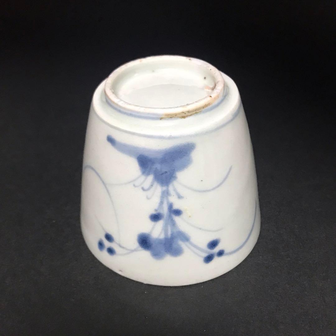 蕎麦猪口　そば猪口　露草文　高台　厚底　酒器　盃　初期　古伊万里　骨董　古美術