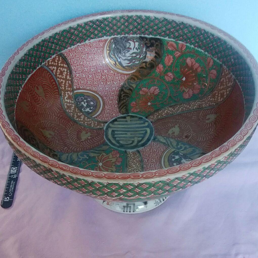 伊万里錦手コンポート台脚付果物鉢