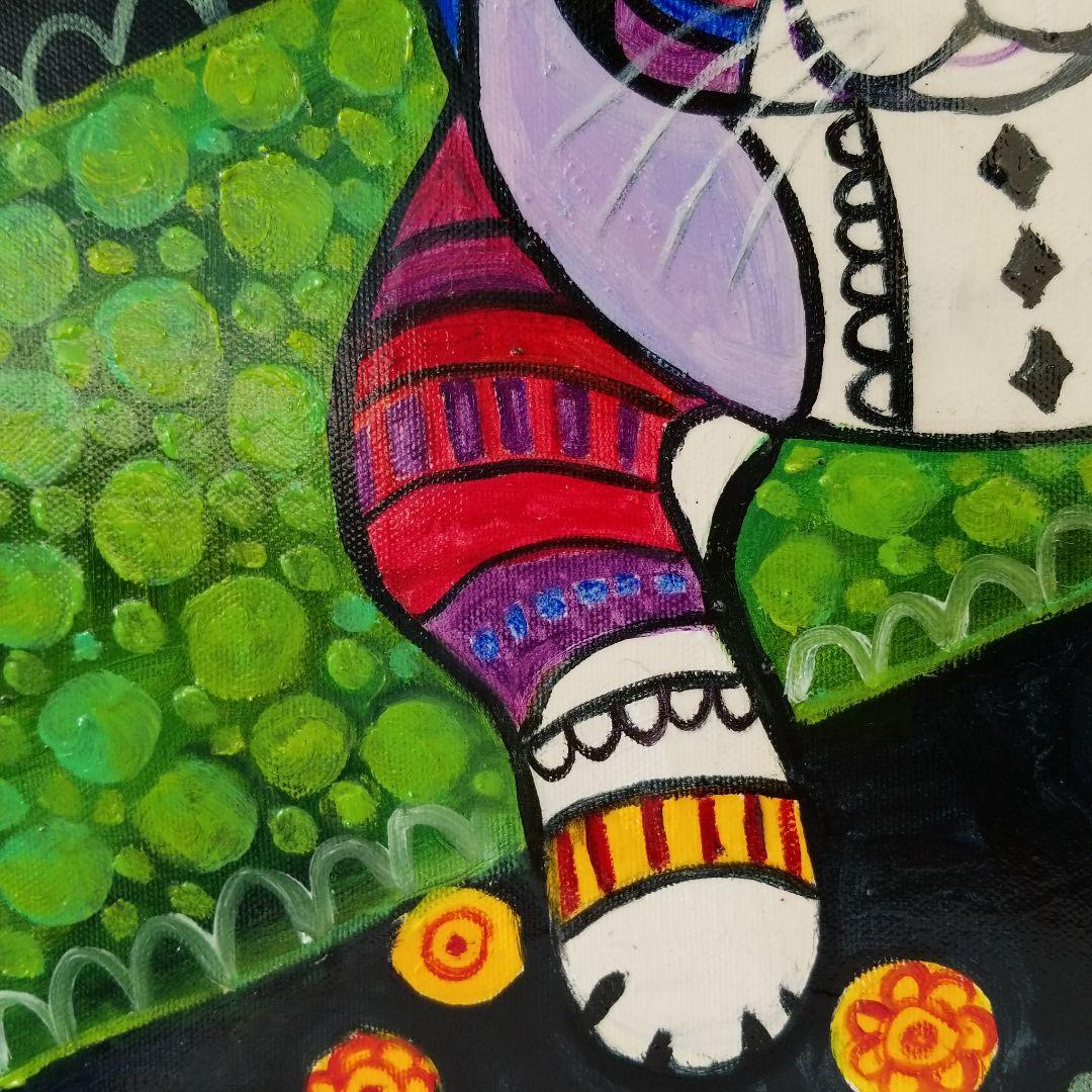 油絵　専用　カラフルになったやんちゃねこ