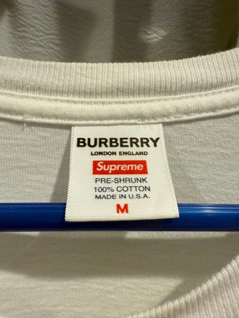 Supreme バーバリー　コラボ柄Tシャツ ホワイト