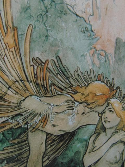 アルフォンス・ミュシャ、夜明け、希少な画集より、新品高級額