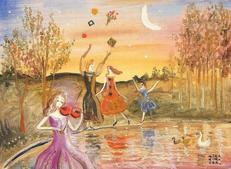 ◆織田広比古『水辺の散歩（ロワール）』油彩 4号◆検）織田広喜 宮永岳彦