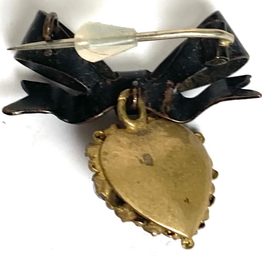 匿名配送 アンティーク サフィレット ハートのブローチ