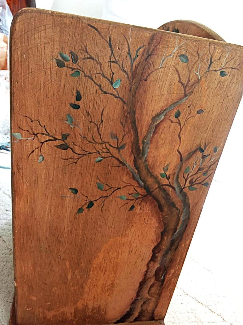 英国農村風景＆花木～本格トールペイント　希少/一点もの　収納ＢＯＸ　美品