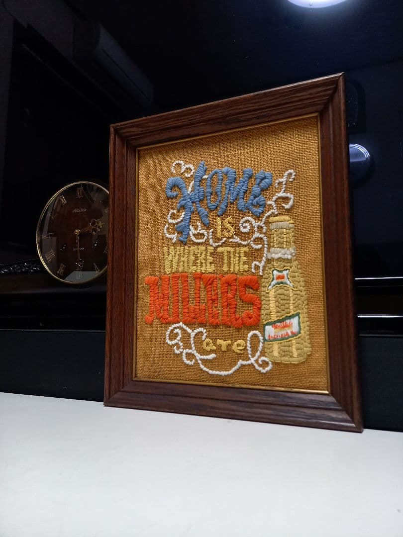 レア　1969年　MILLERS　BEER　ニードルポイント　広告　サインボード