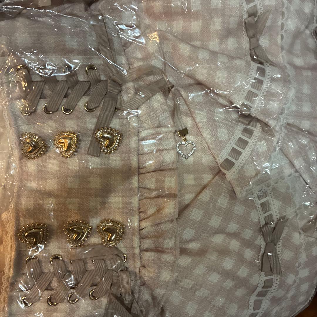 LIZLISA はしごリボンギンガムティアードスカパン ピンク