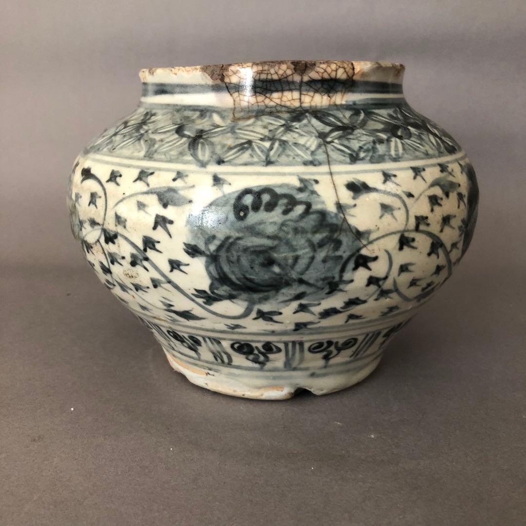 中国骨董　南海古陶　安南　ベトナム　青花染付　壺　花瓶　アンティーク　陶器　中国