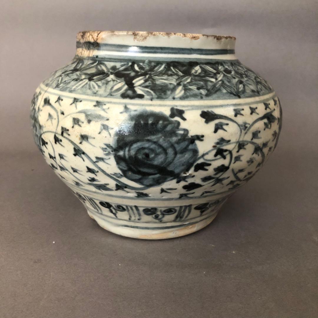 中国骨董　南海古陶　安南　ベトナム　青花染付　壺　花瓶　アンティーク　陶器　中国