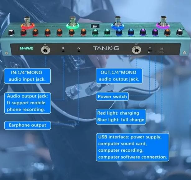 [新品] マルチエフェクター TANK-G 内蔵バッテリー ギター