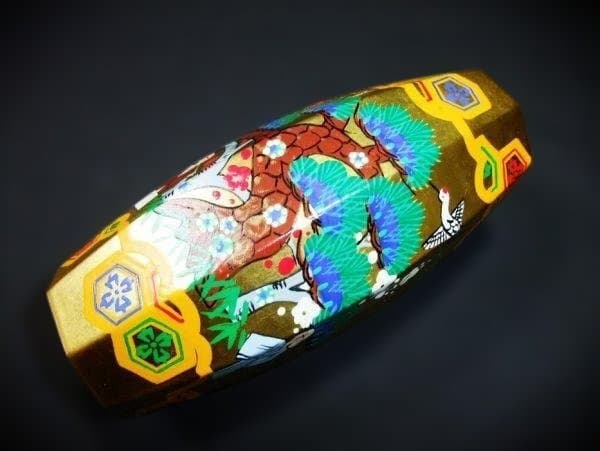 ぶりぶり香合 松鶴高砂絵 祥福 本金箔押 本漆器