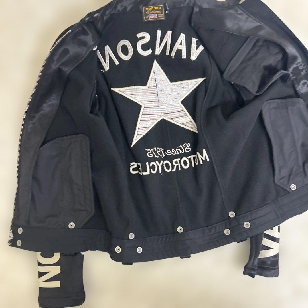 極美品 バンソン モーターサイクルジャケット ワッペン アメリカ国旗 星