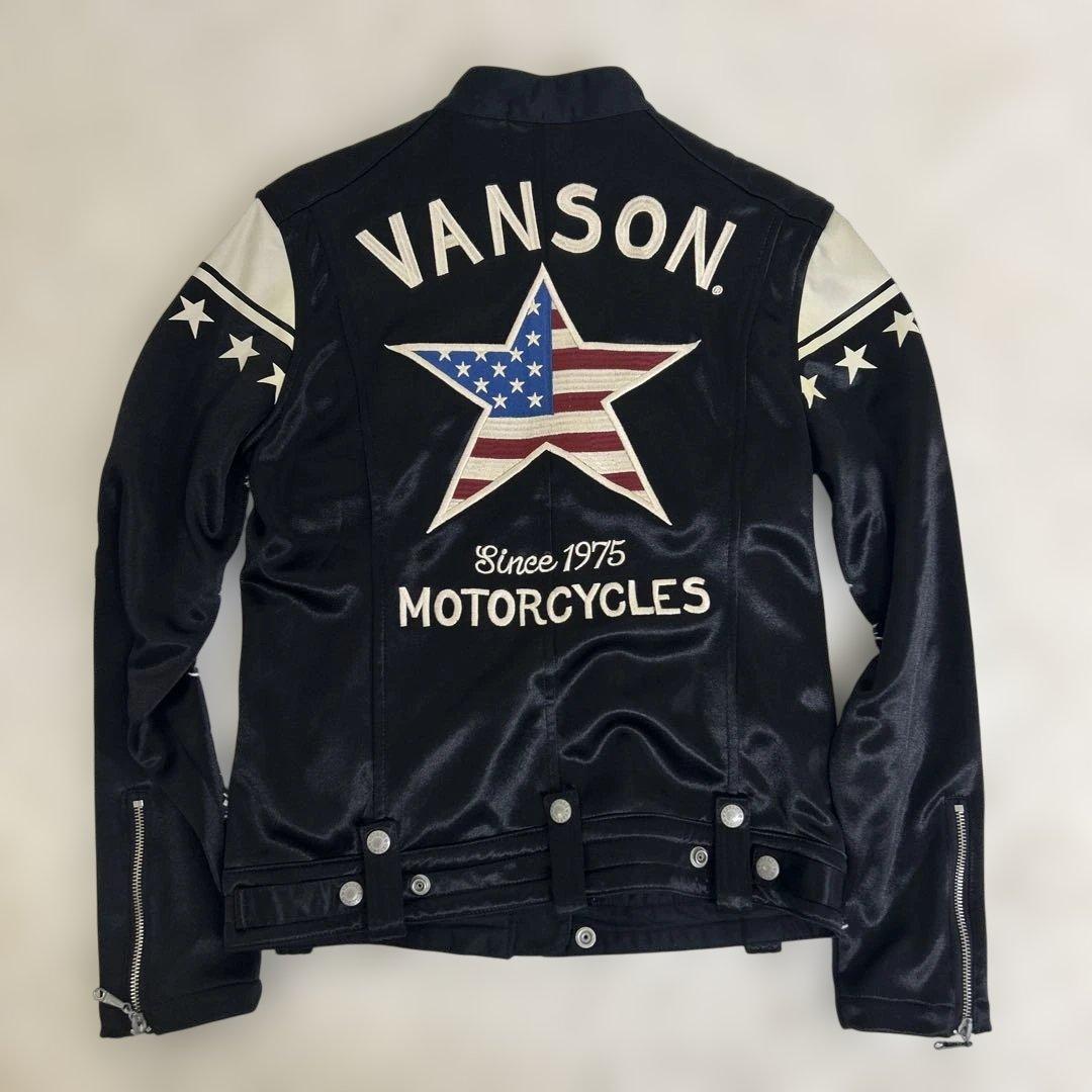 極美品 バンソン モーターサイクルジャケット ワッペン アメリカ国旗 星