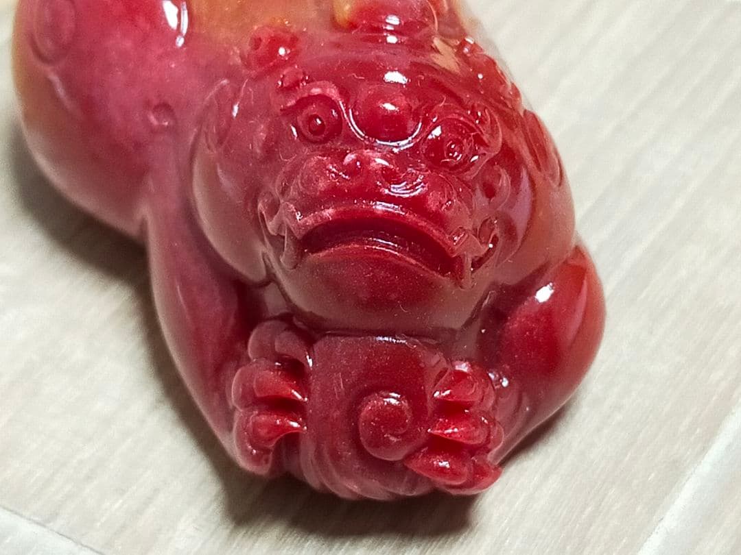 ♥中国　寿山石　獅子　置物　桐箱付き　古玩　骨董品