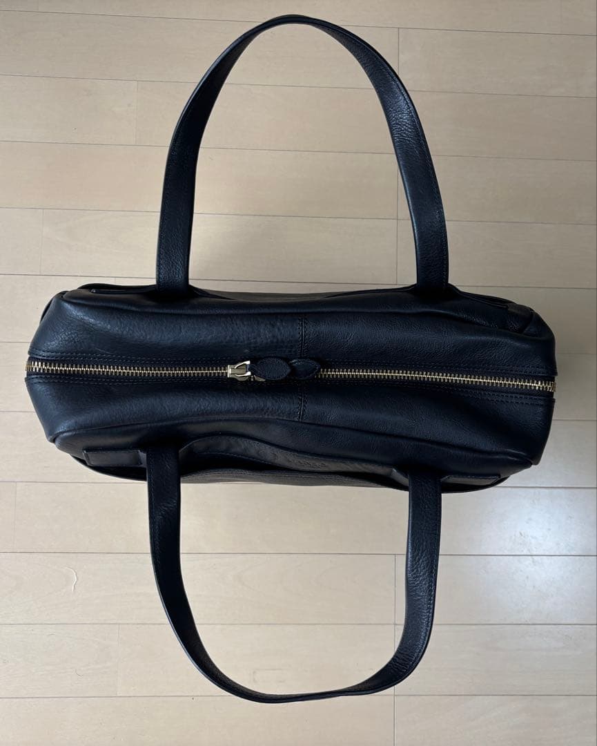 GANZO 7QS-H スクエアボストン ブラック レザー バッグ【廃盤希少品】