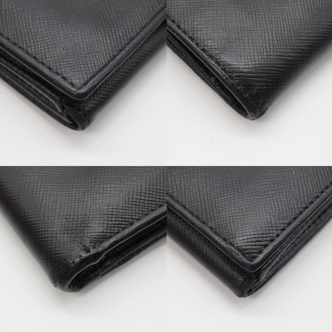 PRADA プラダ 二つ折り財布 サフィアーノ 三角ロゴ ブラック 黒