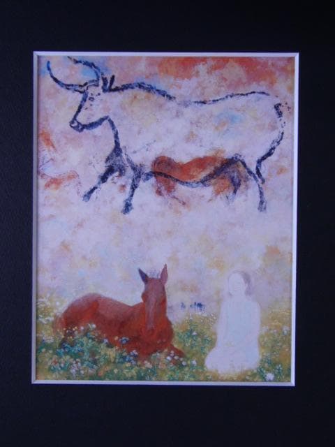 井上 耐子【ラスコーのかおり】希少画集画、状態良好、新品高級額装付