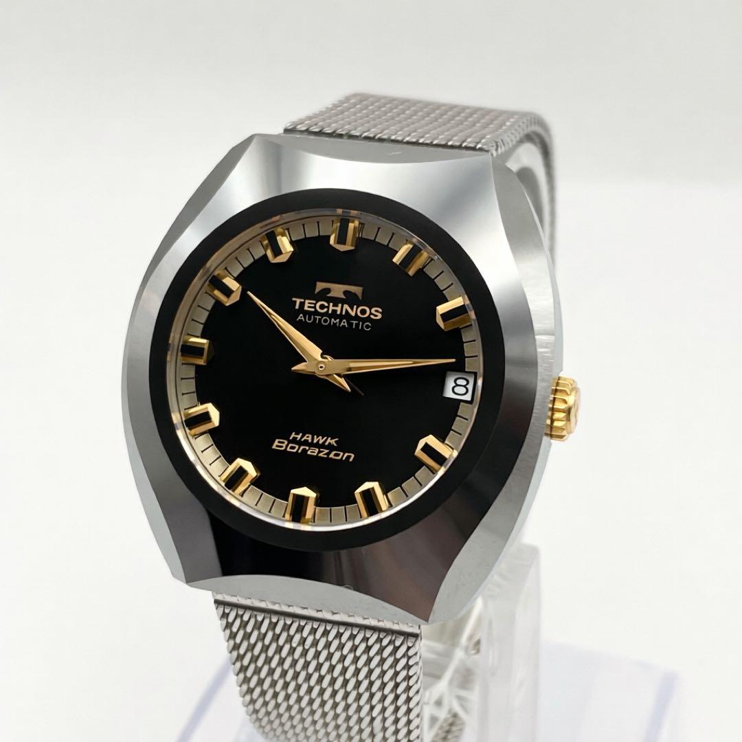 美品稼働品　テクノス タイガーボラゾン カットガラス 自動巻き　腕時計　メンズ