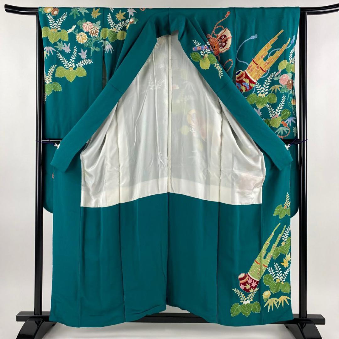 逸品 手描き友禅 和楽器 桐 振袖 作家物