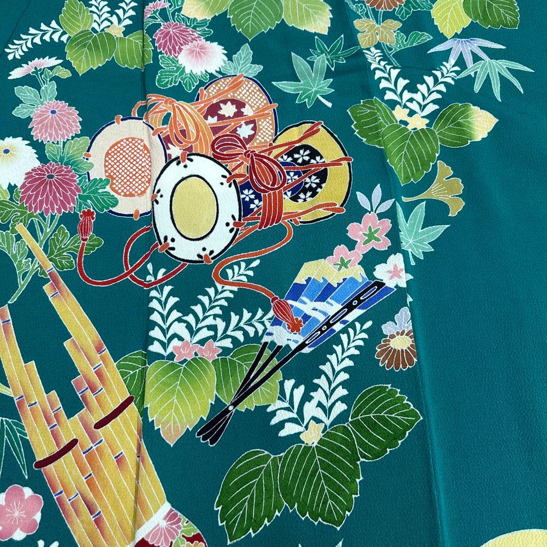 逸品 手描き友禅 和楽器 桐 振袖 作家物
