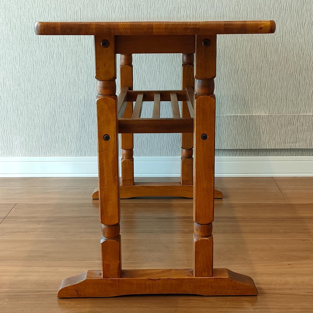 ヴィンテージ　サイドテーブル　天然木　ワークデスク　棚付き