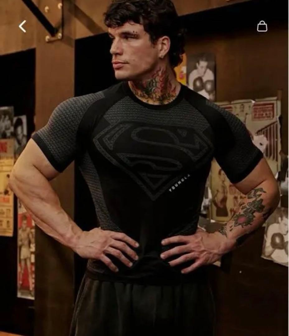 ×スーパーマン コンプレッション Tシャツ L ブラック タグ付き