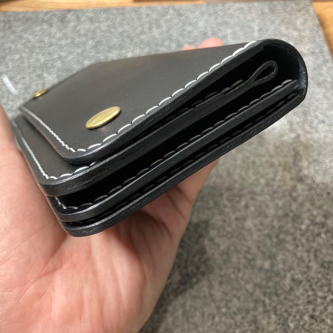 本革トラッカーウォレット 黒×赤