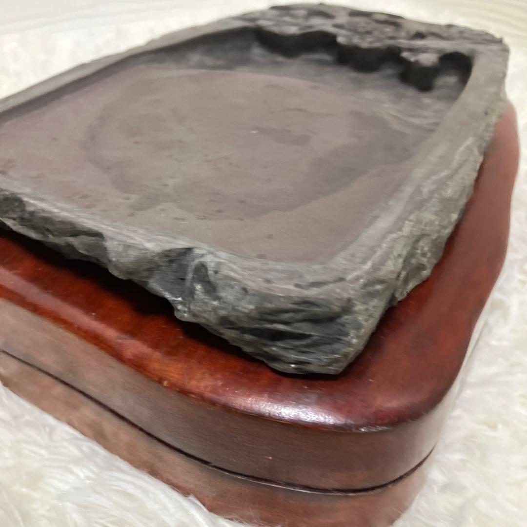中国硯 唐硯 注册 端渓 商標 梅彫り すずり 書道具　貴重品