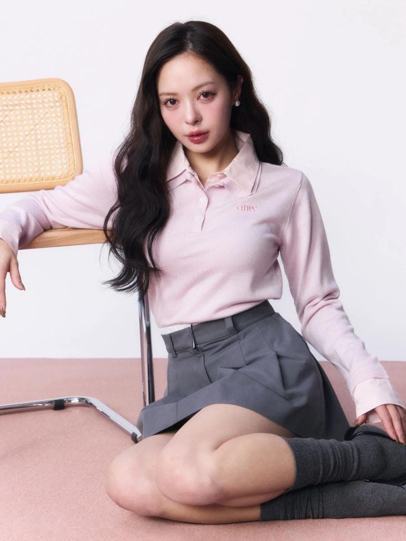 Eimy Istoire ダブルカラーデザインニット PINK FREE 美品