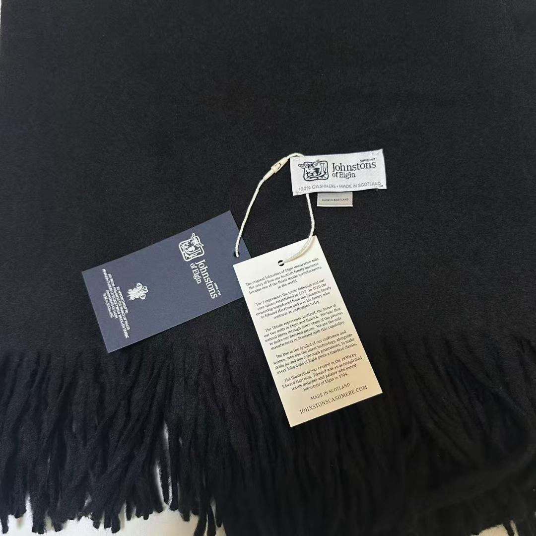 ジョンストンズ カシミア 大判ストール マフラー ブラック