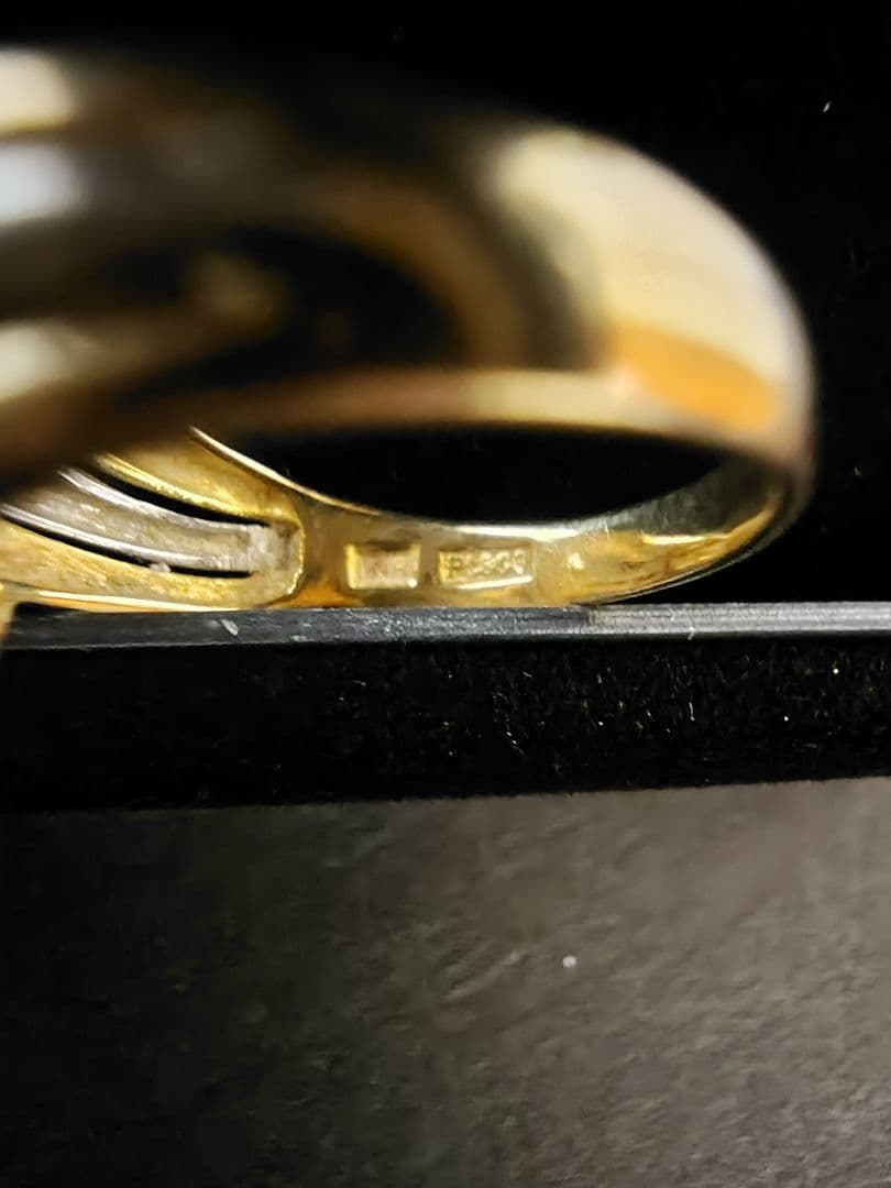 ゴールド K18 Pt900　コンビデザインリングサイズ18号【中古・お買得品】
