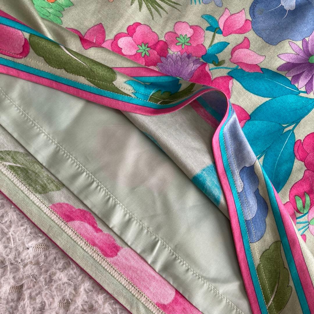 LEONARD 花柄スカート ライトグリーン W66 マルチカラー 華やか