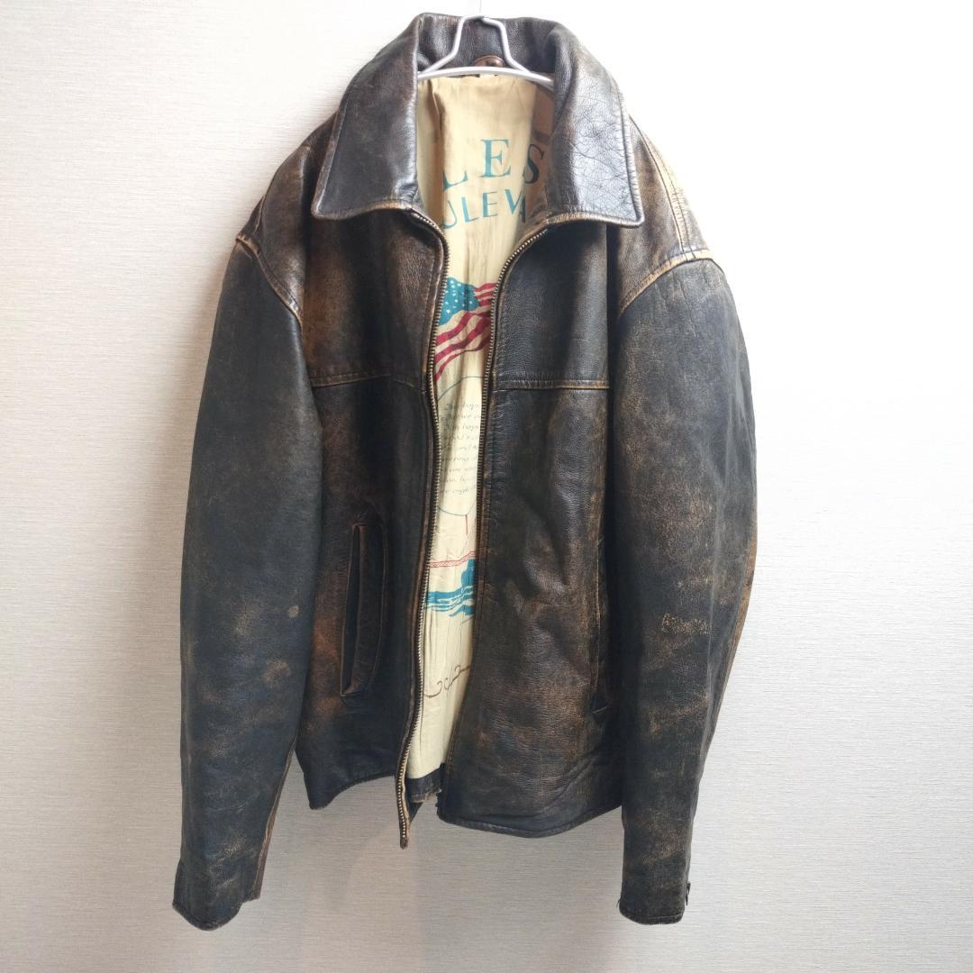 archive レザー ボンバー ジャケット 52 訳あり 雰囲気抜群 USA