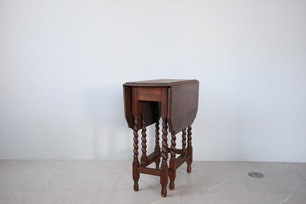 英国アンティーク木製ゲートレッグテーブル/ダイニング机バタフライ(91-244)