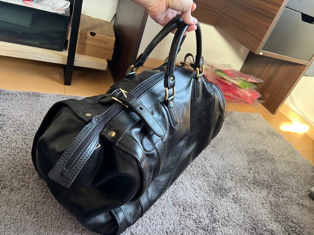 GOLD PFEIL 牛革 オールレザー ボストンバッグ 鍵付き 黒 ブラック