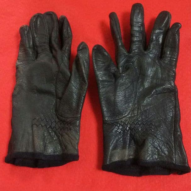 ◆89 レア 当時物 90s ヴィンテージ ダブル ジップ レザー グローブ 黒