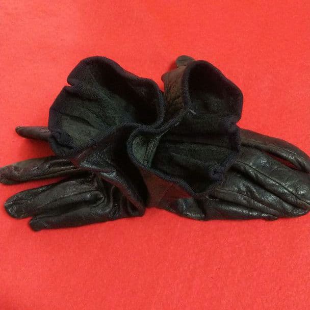 ◆89 レア 当時物 90s ヴィンテージ ダブル ジップ レザー グローブ 黒
