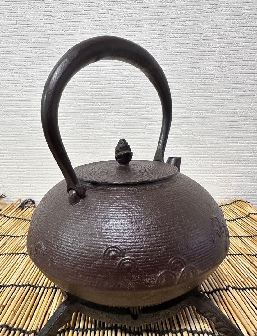 未使用品、供箱付　岩手県奥州水沢幸工芸　現代の名工 佐藤勝久造　丸平型糸目波文