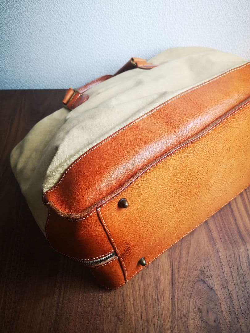 値下★男女兼用 Felisi フェリージ レザー&キャンバス ボストンバッグ